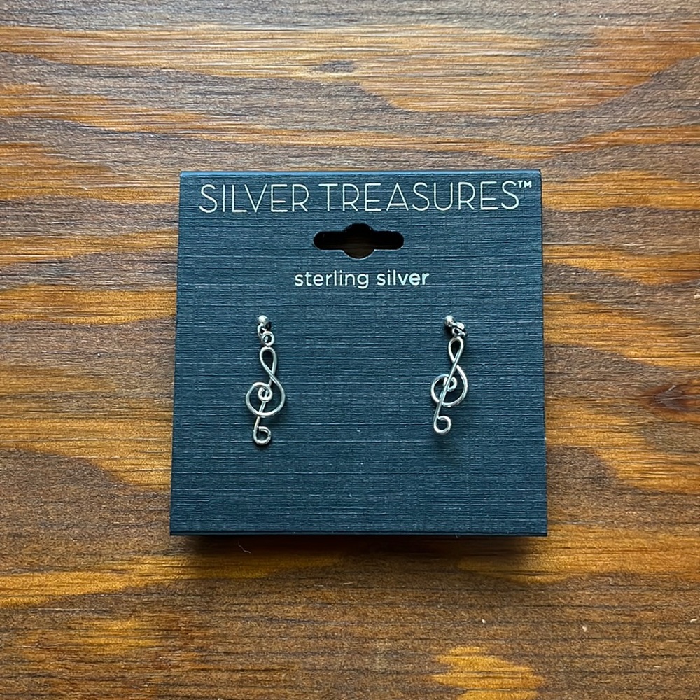Sterling Silver Treble Clef Earrrings